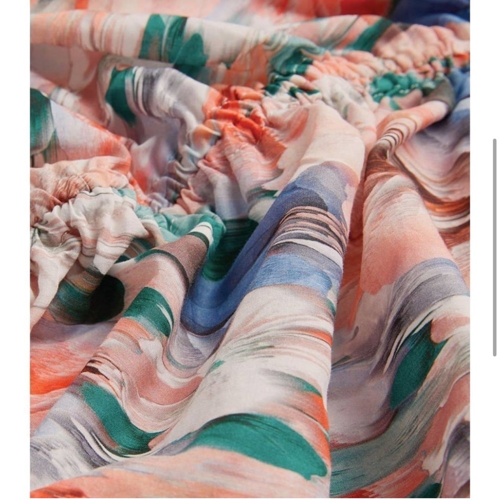 MISA Sari Dress NWT XS • Tropical Floral Watercolor Midi Kaftan Boho Resort - Picture 4 of 9